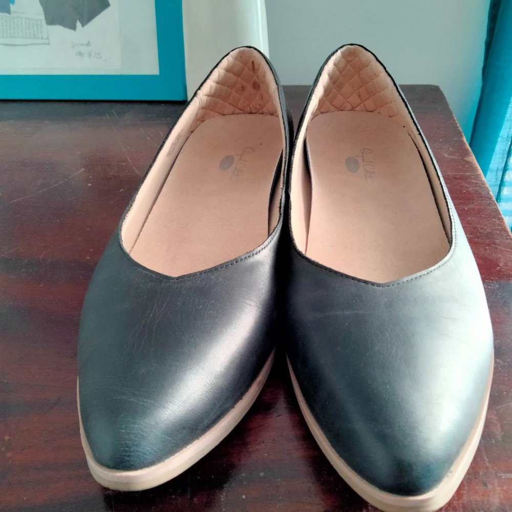 Dr Scholl's Black Leather Flats